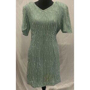 Vintage Mint Green Silk and sequined party dress Mark and John by Sam